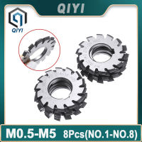 8PCS M0.4 / M0.5 / M0.6 / M0.7 / M0.8 / M1 / M1.25 / M1.5 / M2 / M3 / M4 โมดูลัส PA20 องศา NO.1-NO.8 HSS เครื่องตัดเกียร์มิลลิ่งเครื่องมือตัดเกียร์