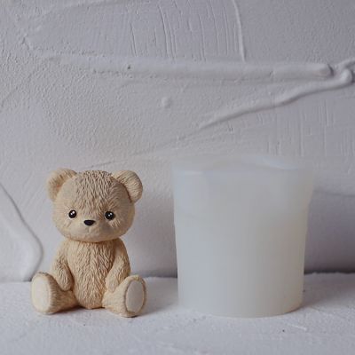 3D Aromatherapy Candle Mold Making Honey Plaster Stone Bear Plush Silicone