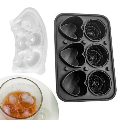 6 Grids Ice Cube Mold Rose Heart Shape Ice Cube Tray Ice Cube Maker Form Chocolate Ice Trays Bar Wine Ice Blocks Maker Ice Maker Ice Cream Moulds
