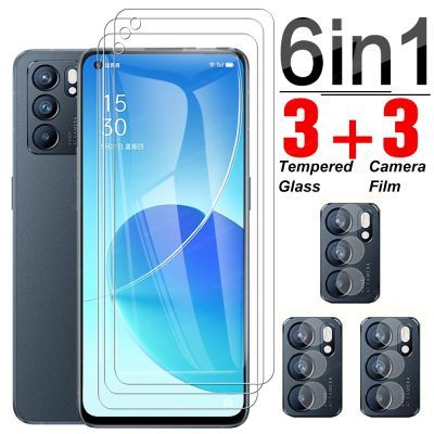 ┇♦ 6 in 1 Tempered Glass For Oppo Reno6 5G Full Cover Screen Protector Lens Film For Reno5 Reno 6 5 F 4 Z Lite 5G Safety Glass