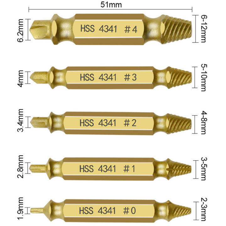 ชุดถอนสกรูเกลียวซ้าย-5ตัวชุด-ชุดเครื่องมือถอนหัวน็อต-สกรู-ตะปู-ชำรุดฝังแน่นให้ถอนออกได้อย่างง่ายดายใน10-วินาที-พร้อมกล่องอลูมิเนียม