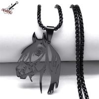 Goth Horse Head Pendant Necklace for Women/Men Stainless Steel Animal Chain Necklaces Horse Lover Gift Jewelry colgantes N6331S6