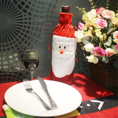 1ชิ้นปีใหม่ซานตาคลอส S nowman กวางขวดไวน์ปกถุงของขวัญคริสต์มาสถือคริสต์มาสอาหารค่ำตกแต่งบ้านตารางพรรค. การตกแต่งตกแต่ง