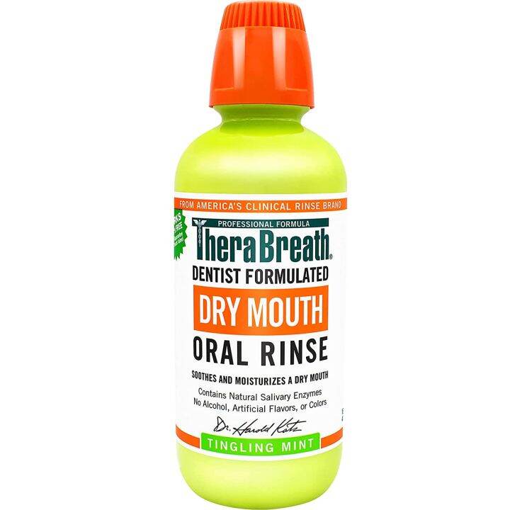 TheraBreath Dry Mouth Dentist Formulated Oral Rinse, Tingling Mint, 16 ...