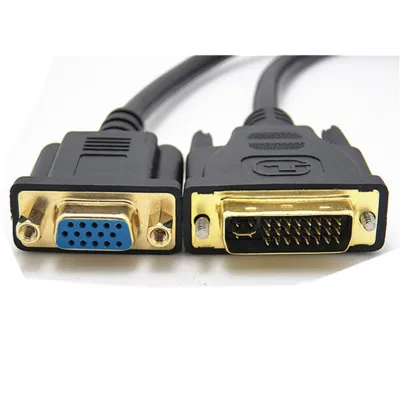 DVI-I Adaptor konverter kabel Video 24 5 ke VGA Adaptor DVI ke 15Pin jantan ke betina aktif 1080P Untuk proyektor Pc 0.3m