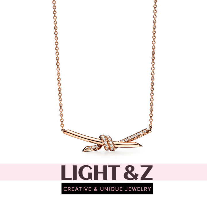 light-amp-z-french-knot-สร้อยคอหญิงเงินสเตอร์ลิง18k-gold-cross-knot-สร้อยคอ-bow-knot-cross-เข็มขัดเจาะ-high-light-luxury-clavicle-chain
