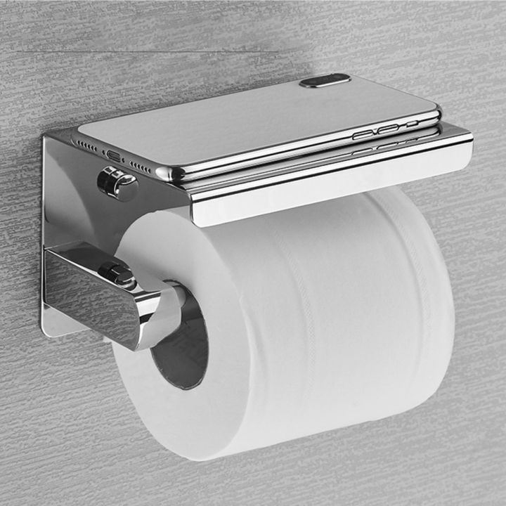 silver-304-stainless-steel-wall-mount-toilet-paper-holder-with-phone-tissue-holder-shelf-bathroom-toilet-paper-roll-holder