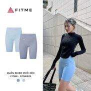 Quần tập gym yoga lửng phối xéo Fitme nữ vải thun biker 2 lớp cạp cao nâng