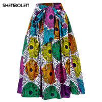 African clothes for Woman Skirts fashion 2021 Ladies Floral Wax Skirts Womens y midi skirt for party