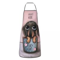 Dachshunds Cup Men Love ผ้ากันเปื้อนสำหรับสุภาพสตรี ไส้กรอก Wiener Badger Dogs ผู้ใหญ่ Unisex Kitchen เชฟ Bib Tablier ทำอาหารและเบเกอรี่