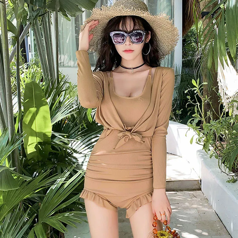 Womens Solid Color Slimming One Piece Swimsuit With Fashionable