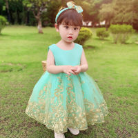 New Girls Dress Newborn Lace Princess Dresses Birthday Wear Christmas Holiday Costume Infant Party Dress 1-6 year Headbands