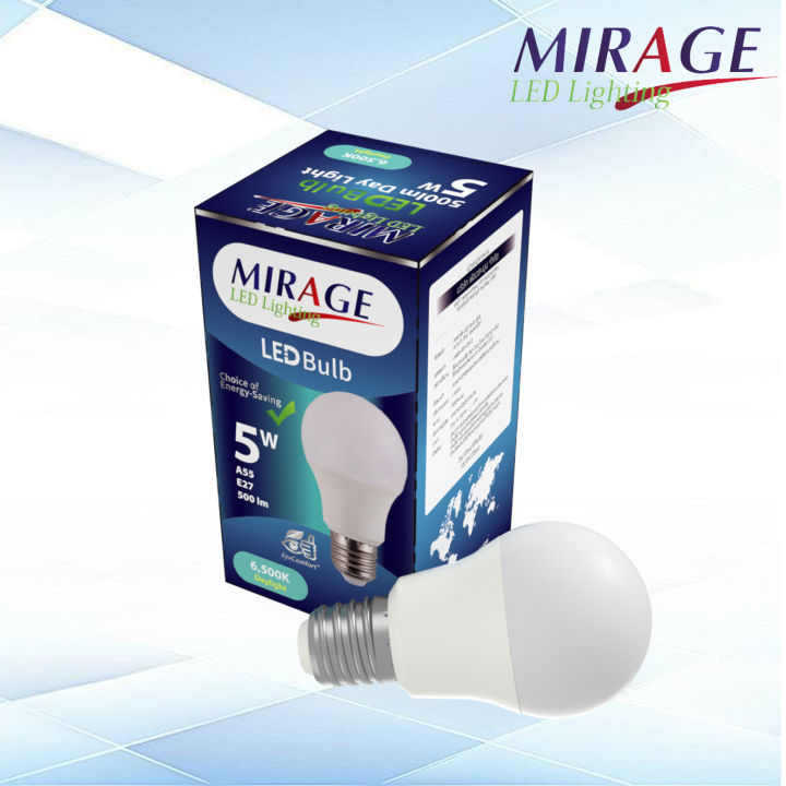 โปร15หลอด-mirage-หลอดไฟแอลอีดี-5-วัตต์-led-lighting-หลอดไฟ-led-eco-5w-6500k-led-bulb-แสงสีขาว