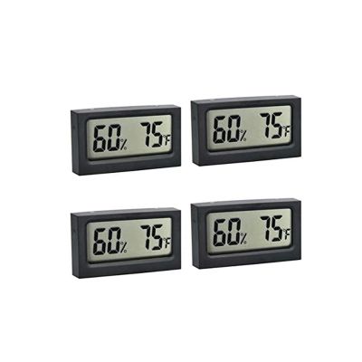 4Piece Vehicle Reptile S-WS05 Mini Electronic Thermo-Hygrometer for Fish Tank ℃/℉ Black