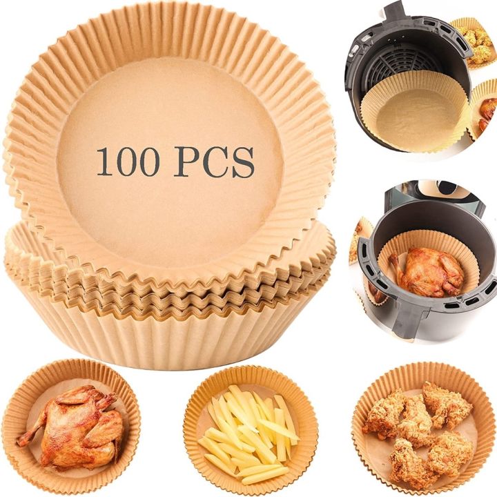 Air Fryer Liners 100 Pieces Non-stick Disposable Paper Liner,food Grade  Parchment Paper for Baking, Roasting, Microwave, Oil and Water Proof 