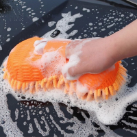 ถุงมือล้างรถ เครื่องมือล้างรถ เศษผ้าทำความสะอาดรถ Car Wash Sponge Block Wipe Car Gloves Car Wash Tool Car Cleaning Rag Coral Sponge