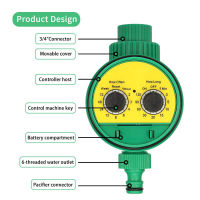 Programmable Digital Hose Faucet Timer Battery Operated Automatic Watering Sprinkler System Irrigation Controller with 2 Outlet