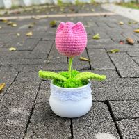 Artificial Tulips Little Flowers Potted Fake Plants Bonsai Hand Woven Crafts For Home Table Bedroom New Year 39;s Party Decorations