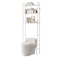 Over The Toilet Storage Rack 3-Tier Industrial Bathroom Organizer Toilet Shelves Space Saver with Multi-Functional White Bathroom Counter Storage