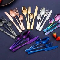 4 piece Western Portable Cutlery Set Travel Tableware 304 Stainless Steel Dinner Set With Luxury Handle Knife Fork Dinnerware Flatware Sets