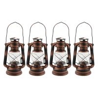 4Pcs 25cm Iron Antique Bronze Oil Lanterns (Cover) Nostalgic Outdoor Camping Lamp Leak Proof Seal Outdoor Camping Light