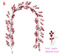 Christmas Berry Vine Garland Artificial Fruits Green Plants Vine with Red Berry Hanging Wall Door Home Halloween Decoration