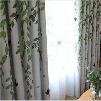 Green Leaves Bird Print Curtain For Bedroom Blackout Pastoral Rural Country Style Balcony Window Treatment Drapes wp207C