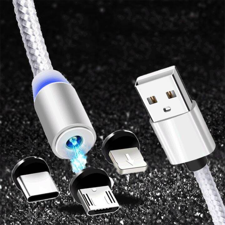 2-4a-สาย-usb-หัวแม่เหล็ก-led-ชาร์จเร็วชนิด-c-สายชาร์จแม่เหล็กชาร์จข้อมูลไมโคร-usb-สายโทรศัพท์มือถือเคเบิลสาย-usb