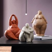 Resin Fat Lady Statues Women Modern Character Figurines for Interior Decorative Yoga Figures Sculpture Home Decor Art Loft Gift