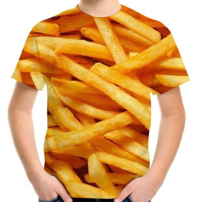 Food French Fries 3D Printed T-Shirt For Boys Girl 4-20Y Teen Children Summer Fashion Birthday T Shirt Kids Baby Clothes Tshirt
