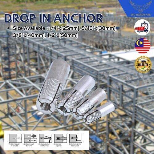 【Happyhome66】High Quality Drop In Anchor Wall Plug 1/4" 5/16" 3/8" 1/2