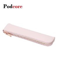 Compact Pencil Case Slim Pencil Pouch Leather Zipper Pen Pencil amp; Cosmetic Case - Pouch Stationery Bag