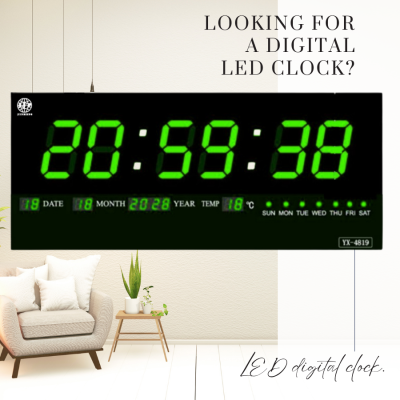 YX-4819 นาฬิกาดิจิตอล นาฬิกาติดผนัง LED Number Clock ขนาด 48x18.5x3cm. รุ่น YX-4819 พร้อมหัวชาทและสาย USB พร้อมส่งด่วน //ตั้งปลุกได้ 8 เสียง 8 รอบ//