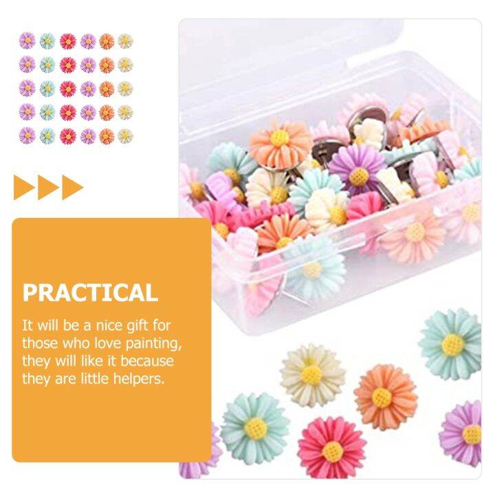 30-pcs-thumbtack-thumb-tack-message-tacks-portable-accessory-resin-flower-pushpins-decorative-daisy