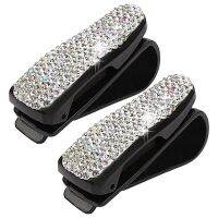 2PCS Car Glasses Clip Eyeglasses Holder  Rhinestone Diamond Decoration Car Interior Sun Visor Bracket Car Ornament Eyewear case