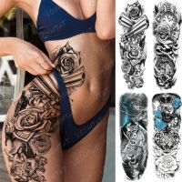 hot【DT】 Large Arm Sleeve Gun Temporary Sticker Waist Leg Fake Tatoo