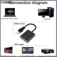 CUWRYG คอมพิวเตอร์สำหรับคอมพิวเตอร์ ตัวผู้-ตัวเมีย เอชดีทีวี USB 3.0 USB เป็น VGA ตัวแปลง USB เป็น VGA สายเคเบิล ตัวแปลงสัญญาณ