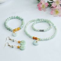 Natural Jade Set Bracelet Ear Hook Necklace Safety Buckle Pendant off evil spirits ensure safety Fashion Luxury Wedding Jewelry