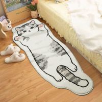 Long Cat Rug Fluffy Cartoon Mat Cute Rugged Doormat Cartoon Shaggy Car Decor Kawaii Irregular Ffloor Mats living room side table