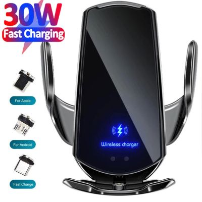 15W Wireless Charger Car Phone Holder Mount for iPhone 14 13 12 11 Samsung Magnetic Infrared Induction Fast Charging Station