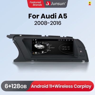 Junsun AI เครื่องเสียงรถยนต์ไร้สายระบบแอนดรอยด์11วิทยุติดรถยนต์มัลติมีเดียสำหรับรถ Audi A5 2008-2016 DSP 4G แอนดรอยด์ออโต้จีพีเอสนำทางอัตโนมัติ