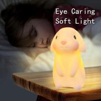 Cute Rabbit Silicone Night Lamp Bedroom Bedside Lamp Cartoon LED Lamp Indoor Light For Room Decoration New Year Gift Bulbs  LEDs HIDs