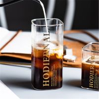 【High-end cups】สร้างสรรค์ถ้วยแก้วสี่เหลี่ยมทนความร้อนบ้านอาหารเช้านมกาแฟถ้วยสี่เหลี่ยมเครื่องดื่มถ้วยน้ำผลไม้1ชิ้น