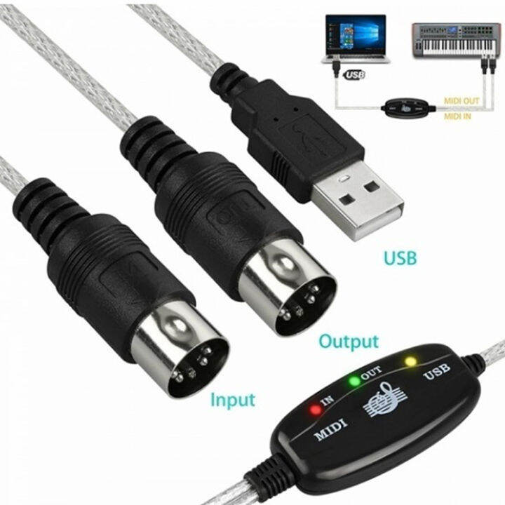 USB INOUT MIDI Cable Converter PC to Music Keyboard Adapter Cord