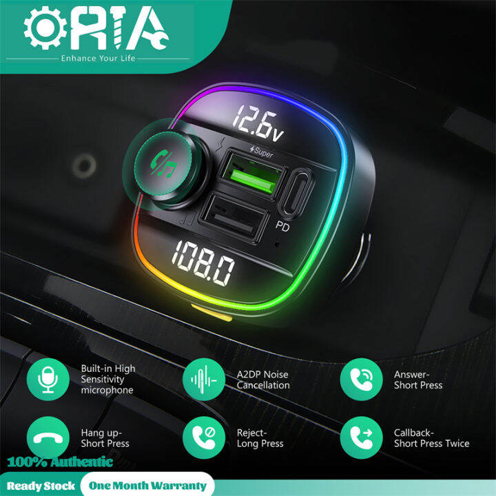 ORIA Bluetooth FM Transmitter V5.0 Radio Transmitter Car, Bluetooth Car
