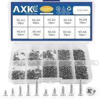 AXK Electric Small Screw Kit M1.2-M2.6 Stainless Steel Cross Flat Head Tiny Mini Screw Set for Glasses Watch Phone Screw Nails Screws  Fasteners