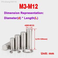 304 Stainless Steel Grooved Pin Shaft / Double Head Circlip Locating Pin With Retaining Ring / Cylindrical Pin Shaft