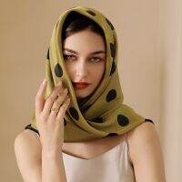 90*90cm Polka Dot Square Scarfs Imitated Silk Head Scarf Soft Shawl Wrap Hijab Handmade Hair Scarf Bandanna Muffler Four Seasons