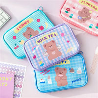 Cartoon Cocoa Bear Large Capacity Pencil Case Girl Heart Zipper Multifunctional Stationery Storage Bag Girl Cosmetic Travel Bag