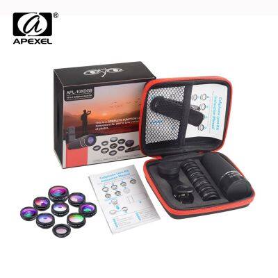 APEXEL 10 in 1 phone Camera Lens Kit universal High Clarity Fish Eye Wide Macro Star Filter CPL Lenses for iPhone XS Mate Samsun